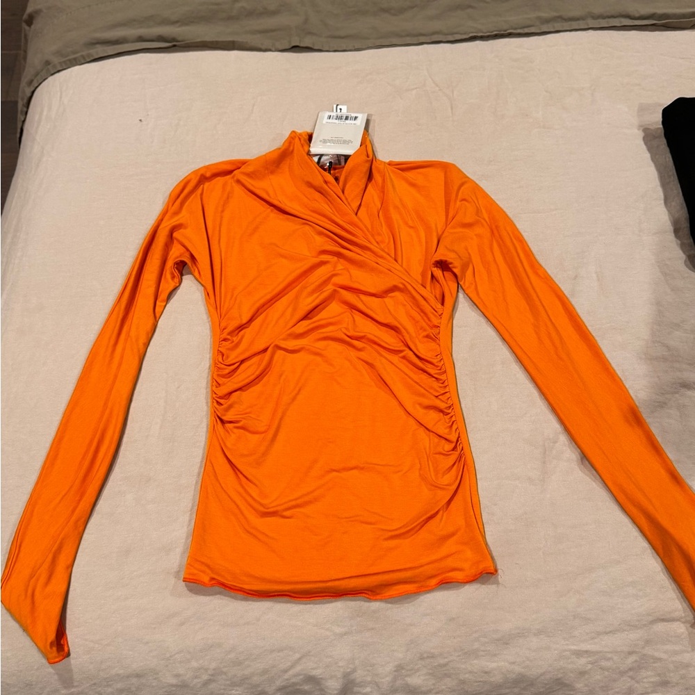 Orange Long Sleeve Wrap Top